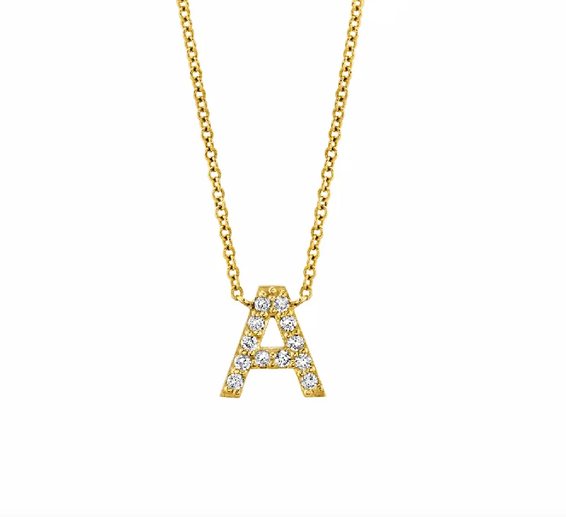 Nature Inspired Necklace-Diamond Pave Letter Necklace