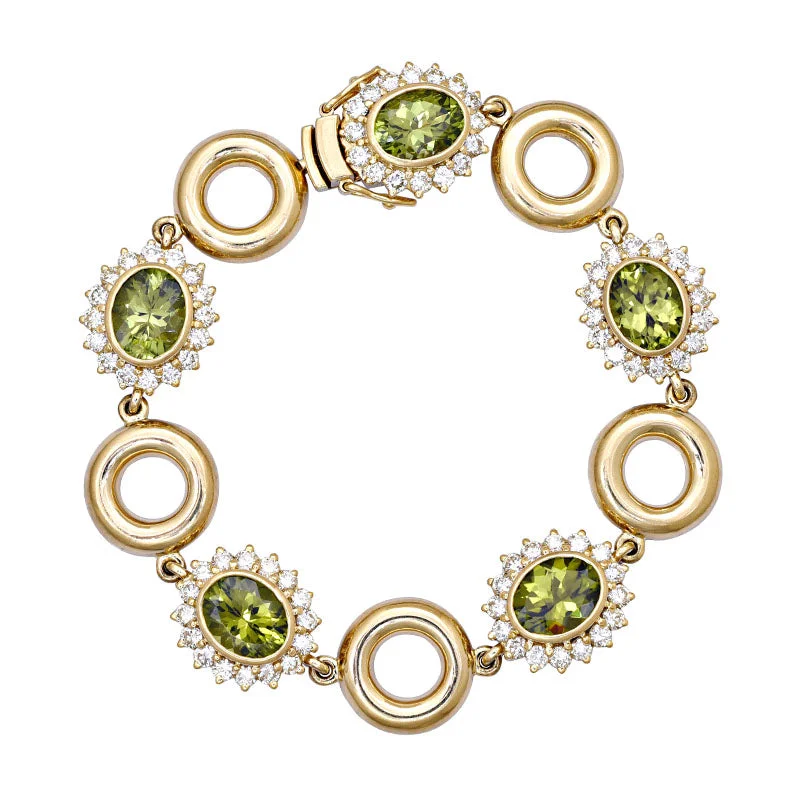 Adjustable Bangle for Women-Bracelet-Peridot and Diamond