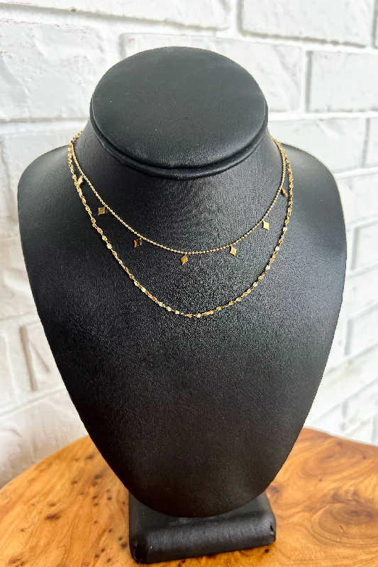 Long Silver Necklace-18K Nina Double Strand Necklace