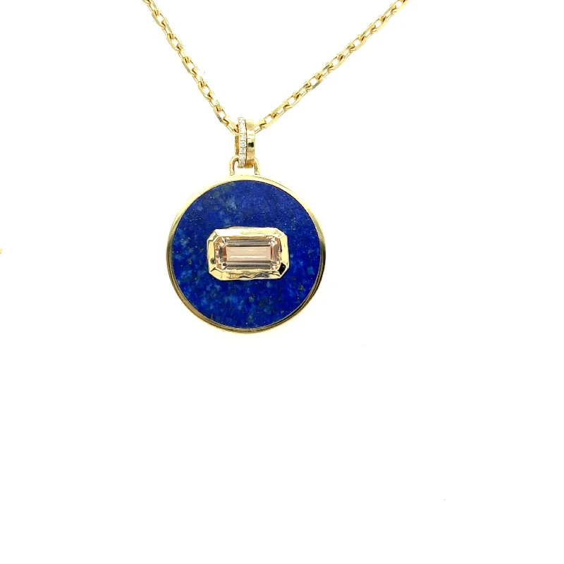 Lightweight Pendant Necklace-Bejeweled Lapis + Morganite Necklace