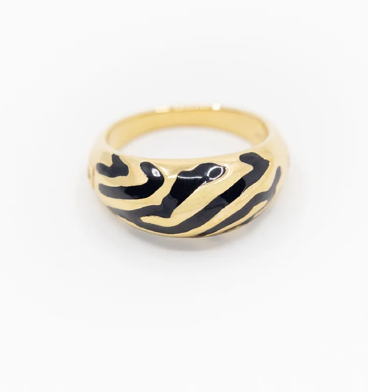 Trendy Stackable Rings-Savannah Dome Ring In Black