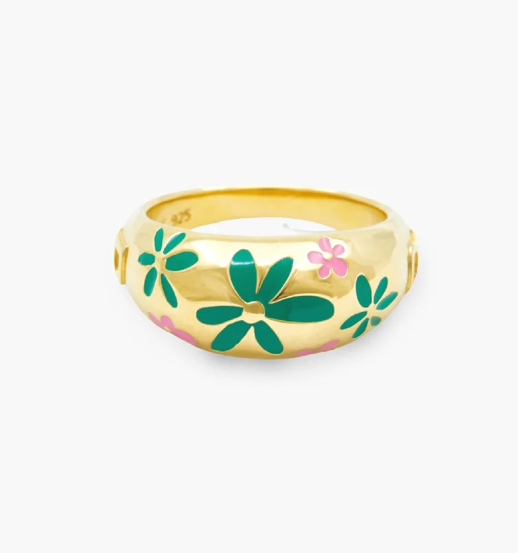 Unique Engagement Ring-Flower Ring - Green