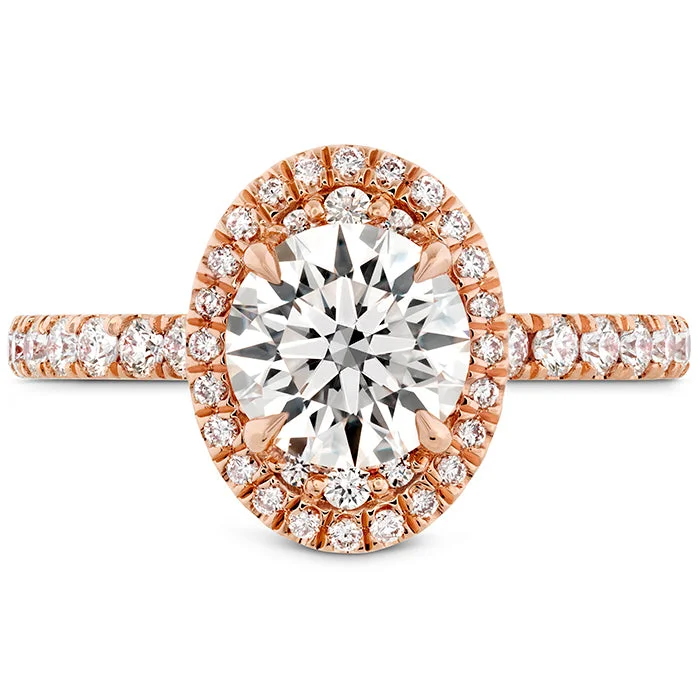 Rose Gold Diamond Ring-Hearts On Fire Juliette Oval Halo Diamond Engagement Ring