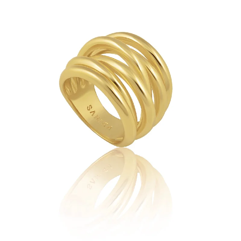 Wedding Ring with Diamonds-Lennon Multi Layered Gold Ring