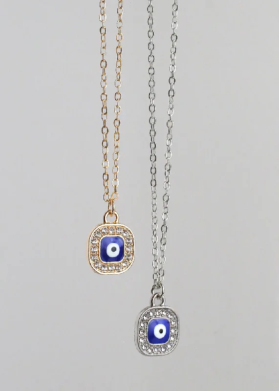 Fashionable Pendant Necklace-Square Evil Eye Charm Necklace