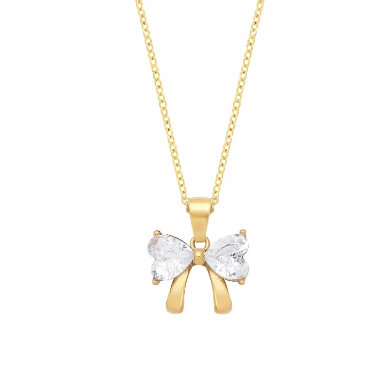 Vintage Gold Necklace-Violeta Bow Necklace