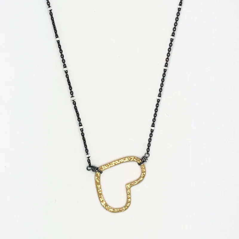 Vintage Gold Necklace-Textured Heart Necklace (RN1107)