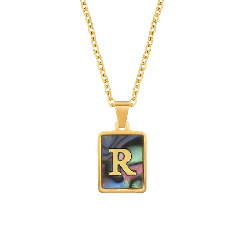 Unique Chain Necklace for Women-Abalone Initial Necklace