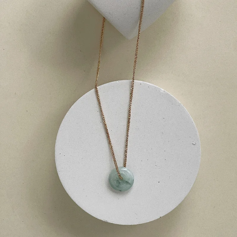 Dainty Silver Necklace-14K Gold Classic Jadeite Necklace