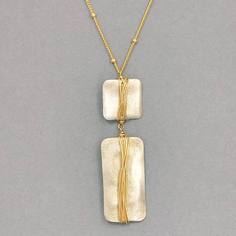 Crystal Necklace for Wedding-Funky Rectangle and Square Necklace  (N584MG)