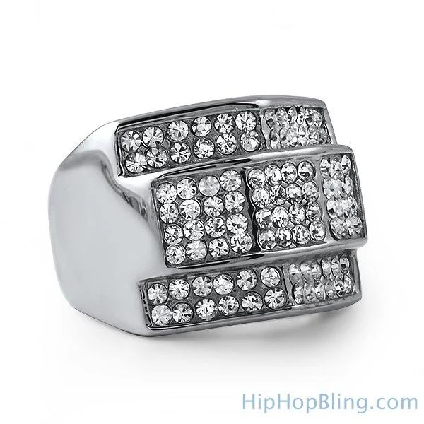 Antique Diamond Ring-Custom Made Iced Out Stainless Steel Ring