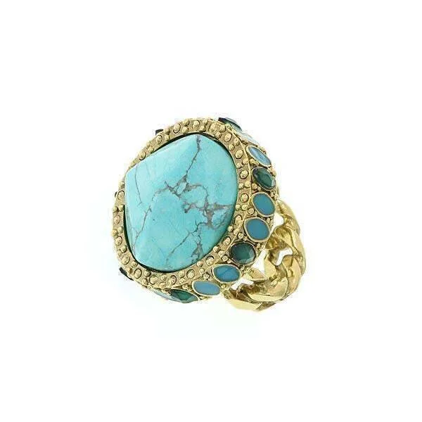 Bohemian Gemstone Ring-2028 Jewelry Oasis Green & Turquoise Stone Round Ring