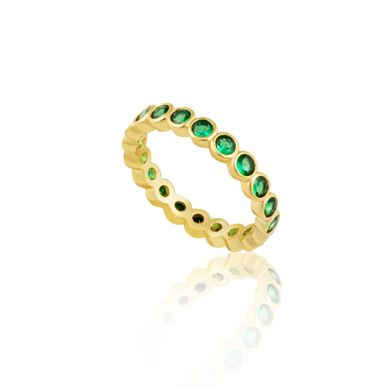 Men’s Rose Gold Ring-Celeste Eternity Ring - Emerald