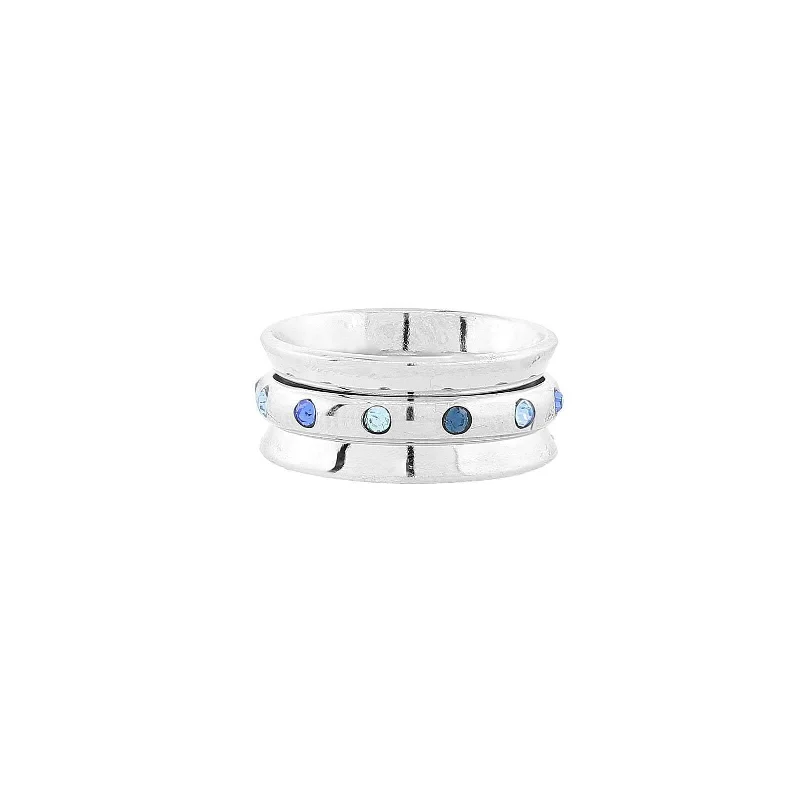 Customizable Engagement Ring-1928 Jewelry Blue Aqua Marine Crystal Anxiety Spinner Ring