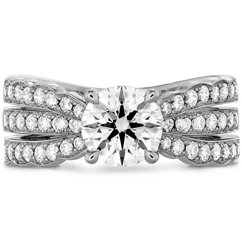 Wedding Ring Set with Diamonds-Hearts On Fire Lorelei Triple Diamond Row Engagement Ring