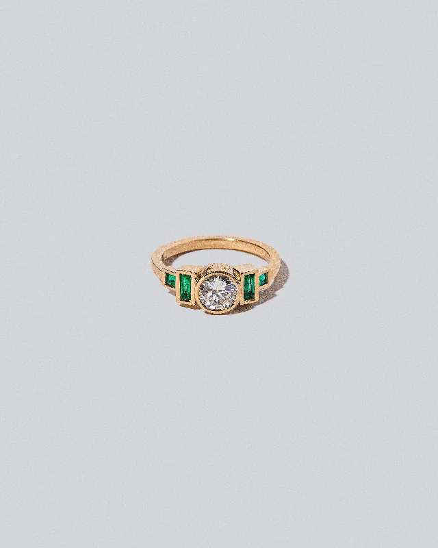 Two-Tone Wedding Ring-Third Eye Ring - Diamond & Emerald