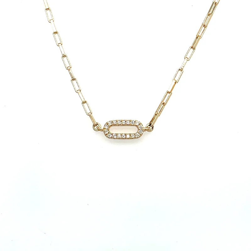 Women’s Name Necklace-Petite Diamond Paperclip Necklace RN2220KYD