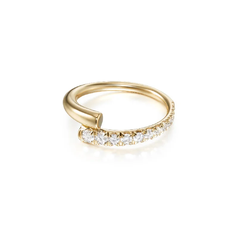 Wedding Ring with Diamonds-LOLA PINKY RING (Partial Diamond)