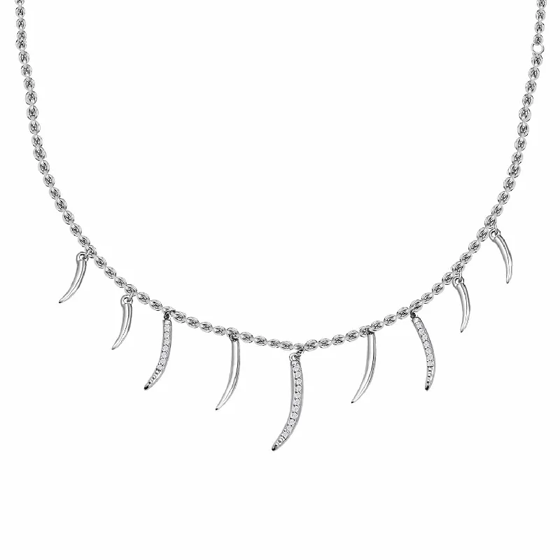 Large Silver Pendant Necklace-Molto Multi Diamond Strand Necklace