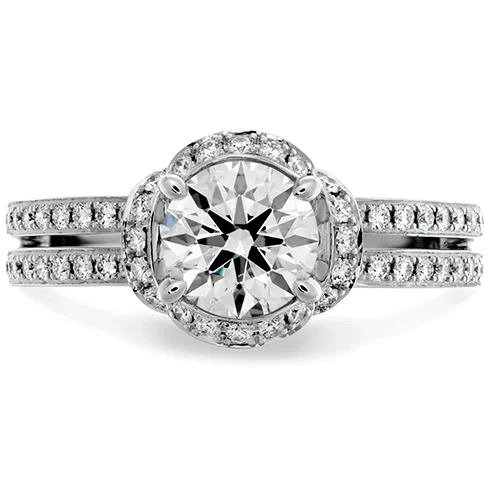 Oval Cut Diamond Ring-Hearts On Fire Optima Double Row Diamond Engagement Ring