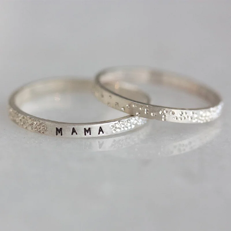 Yellow Gold Wedding Ring-Mama: Diamond Dusted Stacking Ring