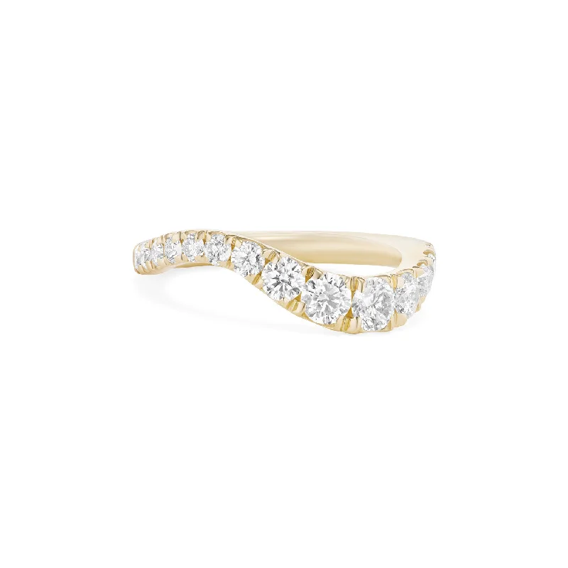 Diamond Wedding Ring Set for Women-CLARA GRADUATED WAVE RING