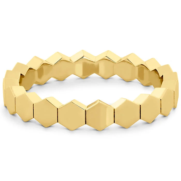 Stylish Gold Ring-Hearts On Fire Hex Metal Eternity Band