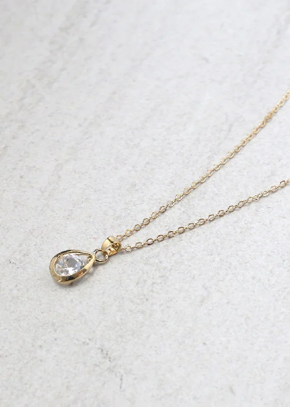 Diamond Pendant Necklace-Teardrop Necklace Set