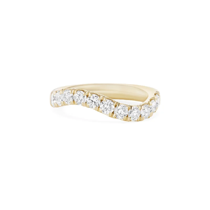 Diamond Ring with Matching Band-CLARA WAVE RING Medium