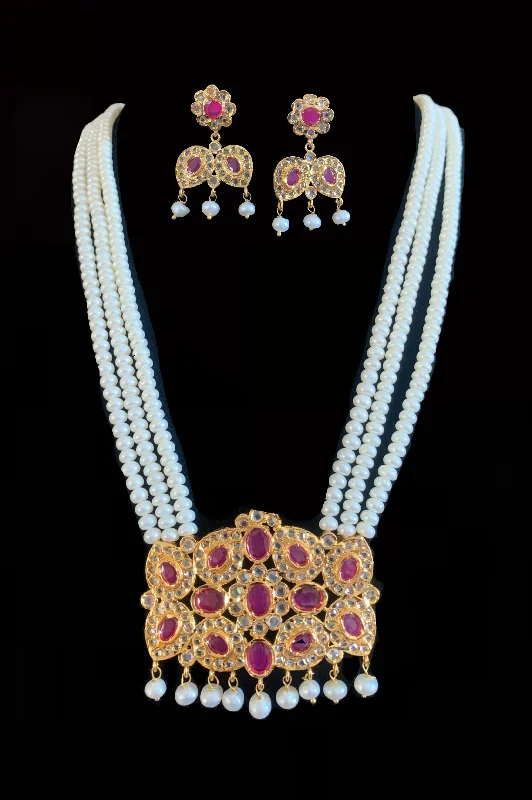 Retro Style Necklace-LN20 Sharnaz fresh water pearl necklace with ruby ( READY TO SHIP)