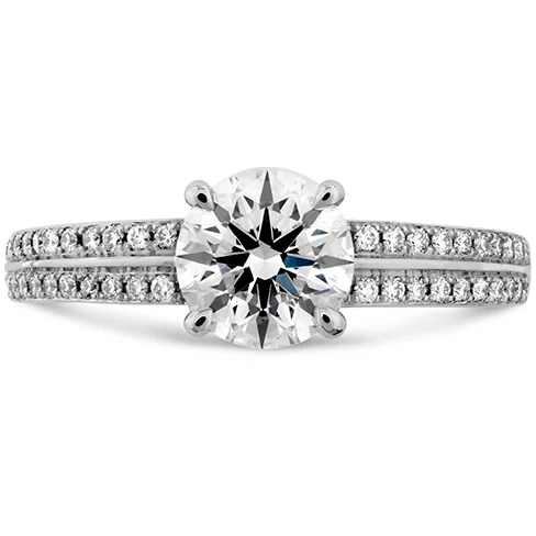 Diamond Cluster Ring-Hearts On Fire Lorelei Engagement Ring with Diamond Band