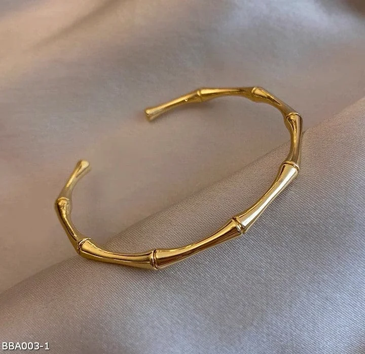 Handmade Silver Bracelet-Gold bamboo minimalist stylish cuff bracelet