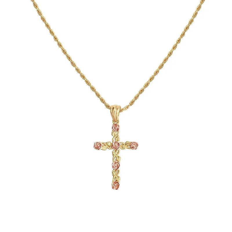 Charm Necklace for Women-Rose-Kissed Cross Necklace