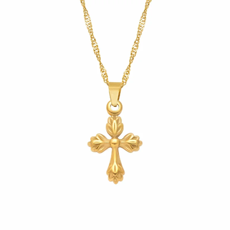 Diamond and Pearl Necklace-Serenity Cross Necklace