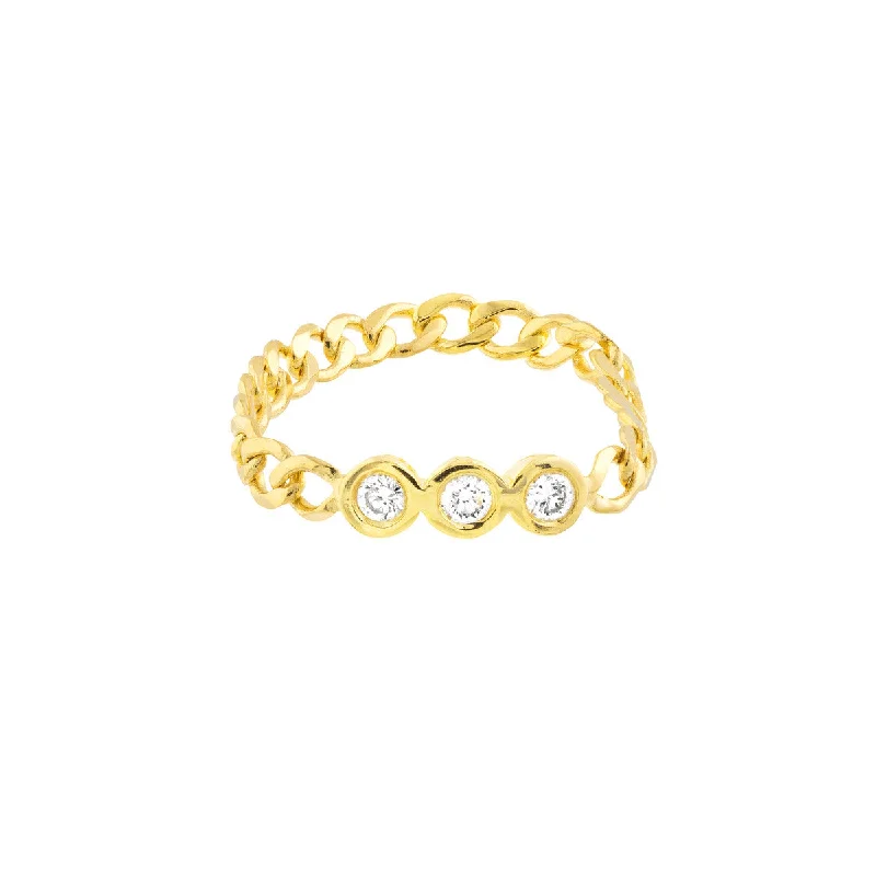 Rose Gold Promise Ring-Diamond Curb Chain Ring