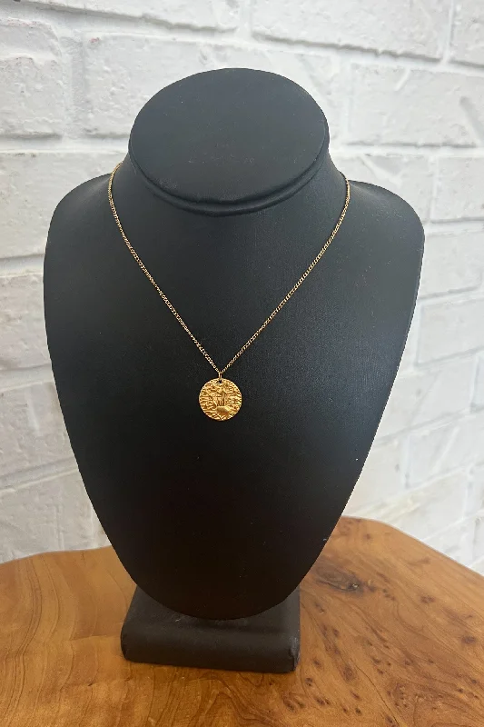 Crystal Bead Necklace-18K Gold Leo Necklace