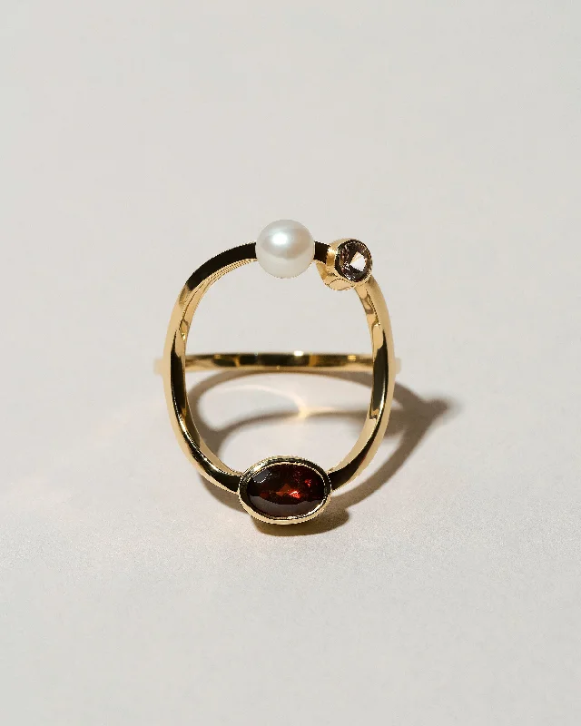 Bold Silver Band Ring-Trilogy Ring - Garnet