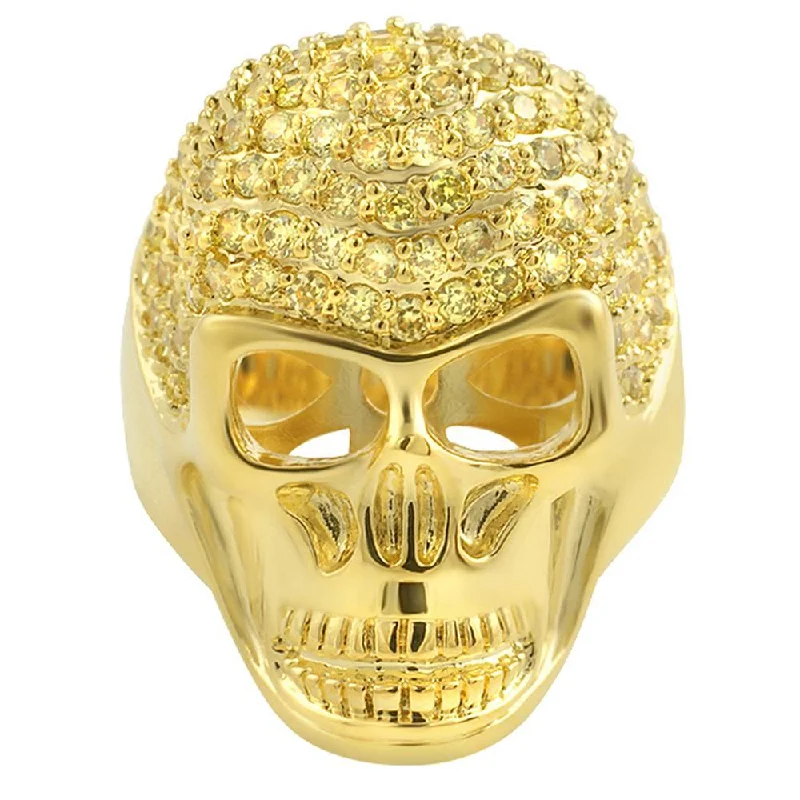 Wedding Ring with Eternity Band-3D Skull Lemonade CZ Mens Bling Bling Ring