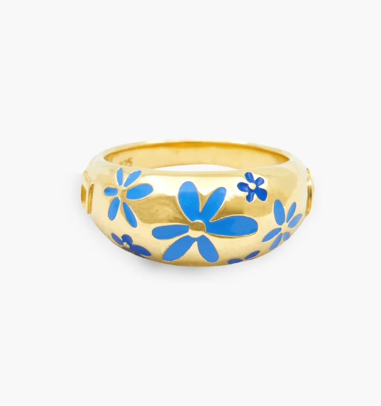 Wedding Band for Men-Flower Ring - Blue