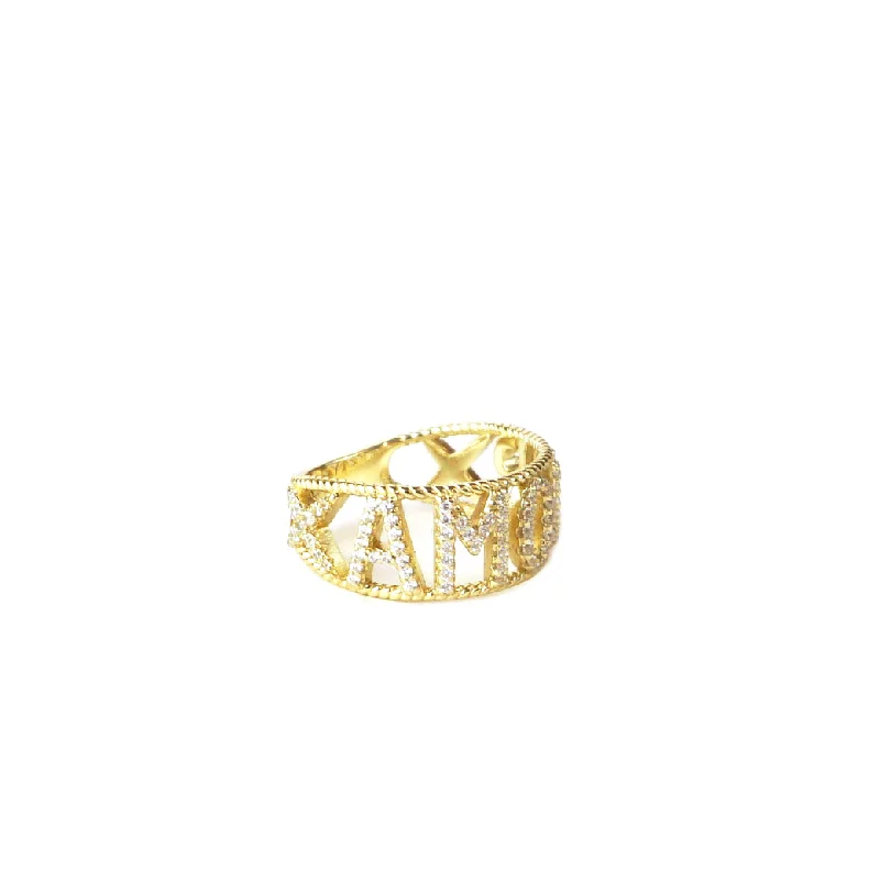 Handmade Gold Ring-CZ AMOUR ring