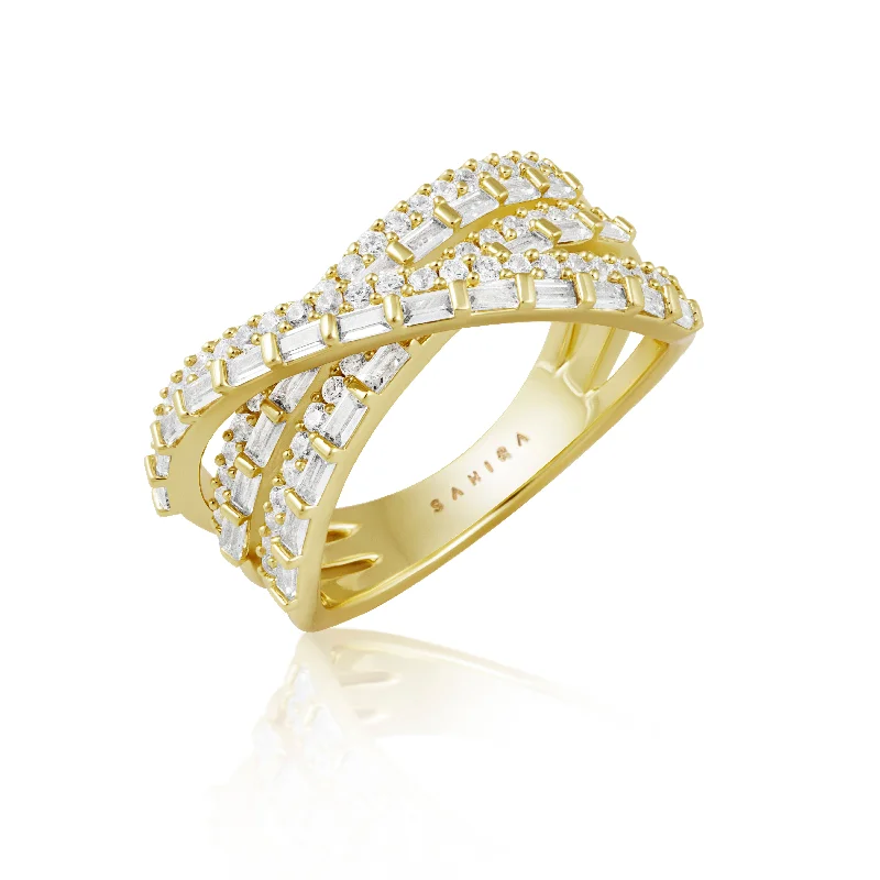 Men’s Wedding Band with Diamonds-Rachel Criss-Cross Pave Ring