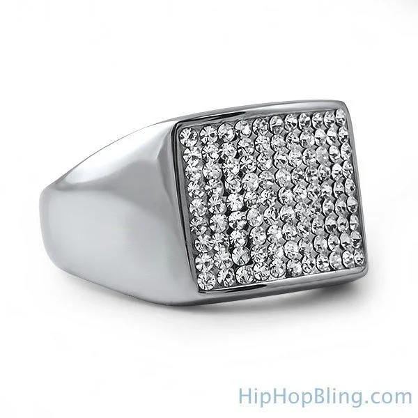 Thin Gold Ring for Women-Players Bling Stainless Steel Hip Hop Ring