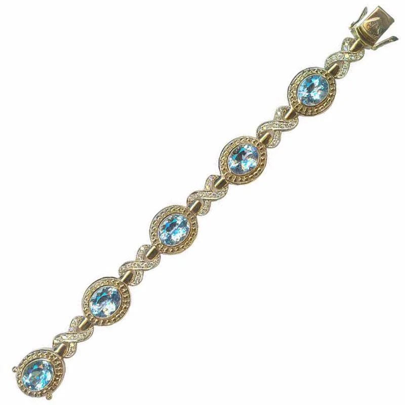 Modern Gemstone Bracelet-Bracelet-Blue Topaz and Diamond