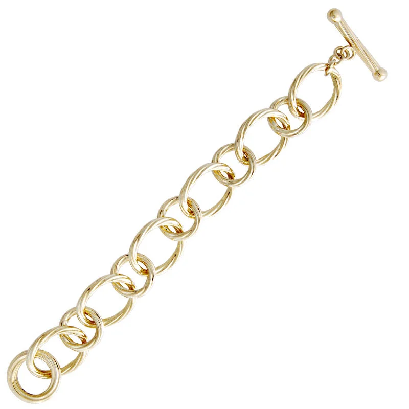 Gold and Silver Bracelet-Toggle Bracelet - Gold