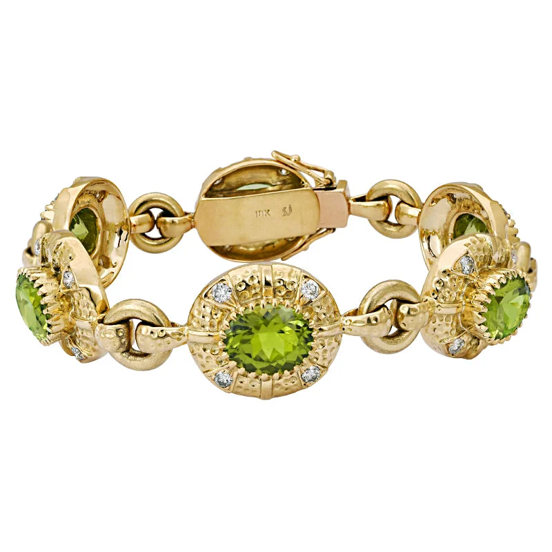 Women’s Personalized Bracelet-Bracelet-Peridot and Diamond