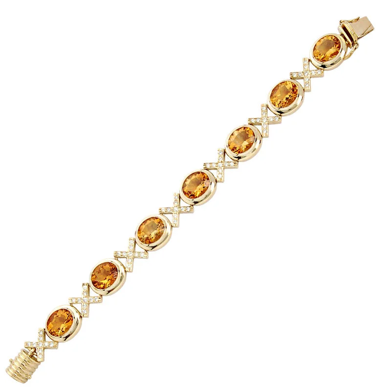 Pearl and Crystal Bracelet-Bracelet-Citrine and Diamond