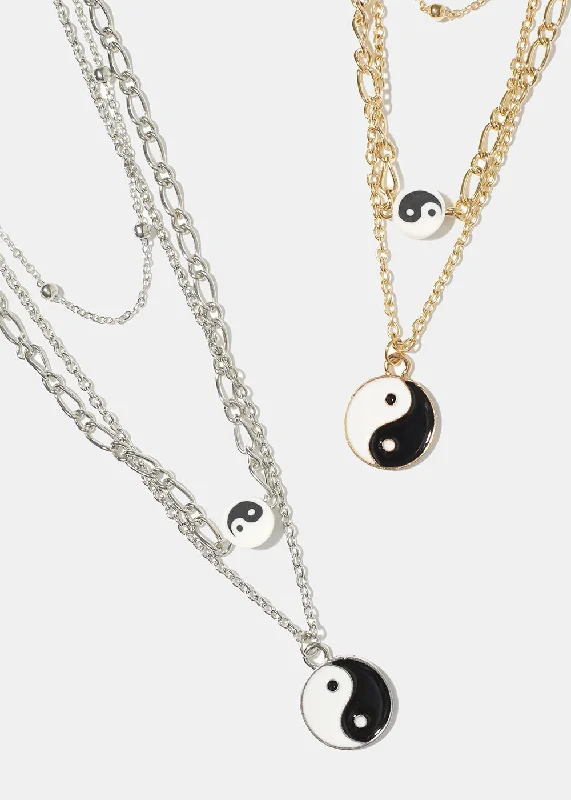 Custom Birthstone Necklace for Mom-Yin Yang Layered Necklace