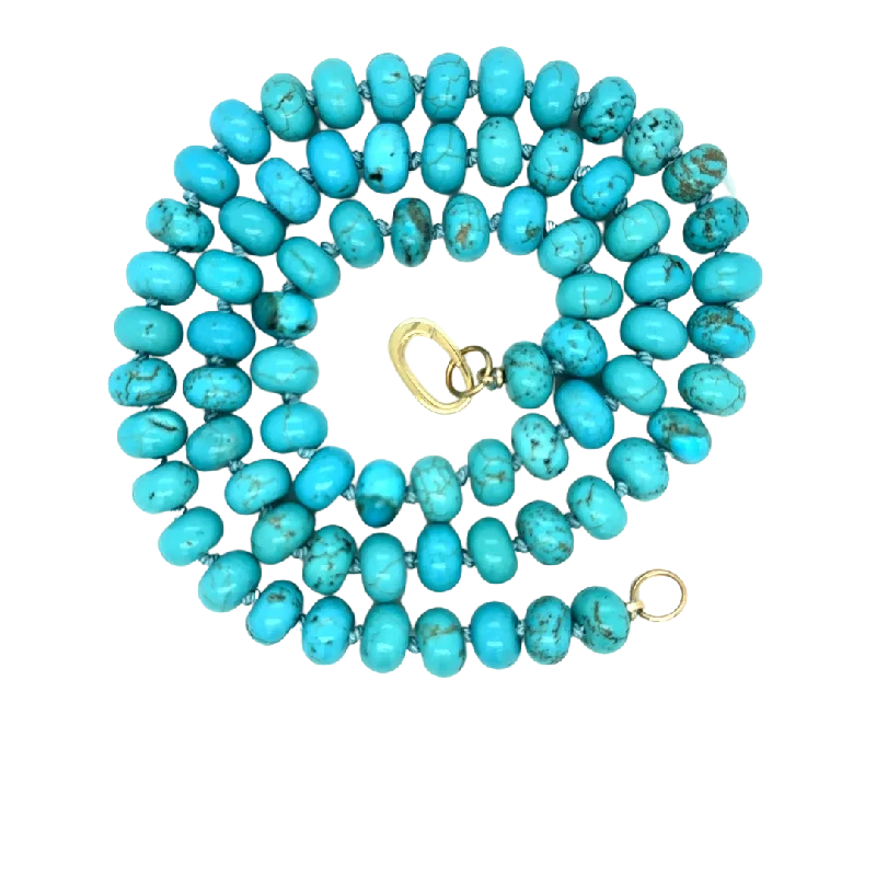 Bridal Pendant Necklace-Turquoise Gemstone Bead Necklace