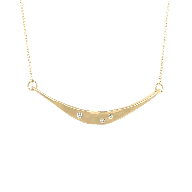 Wedding Necklace for Bridesmaids-14K Solid Gold Mobius Diamond Bar Necklace - (N1812KY)