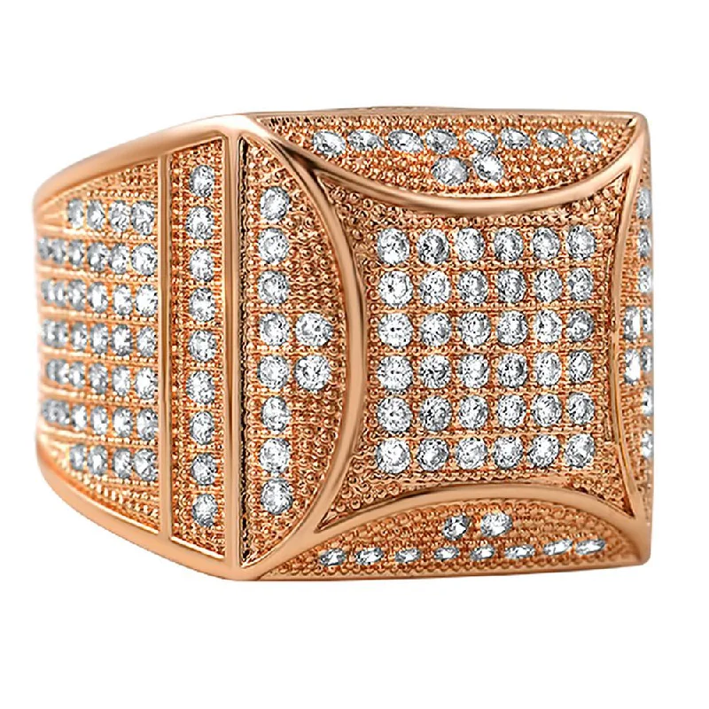 Rose Gold Wedding Band-Kite Box Bling Bling Rose Gold CZ Micro Pave Ring